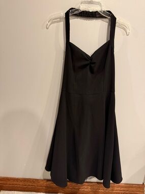 Black Halter A-Line Dress